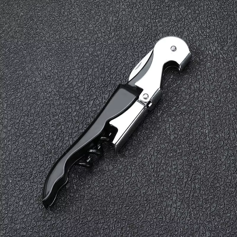 1 pièce Tire-bouchon de sommelier professionnel en acier inoxydable, coupe-capsule dentelé pliable, 