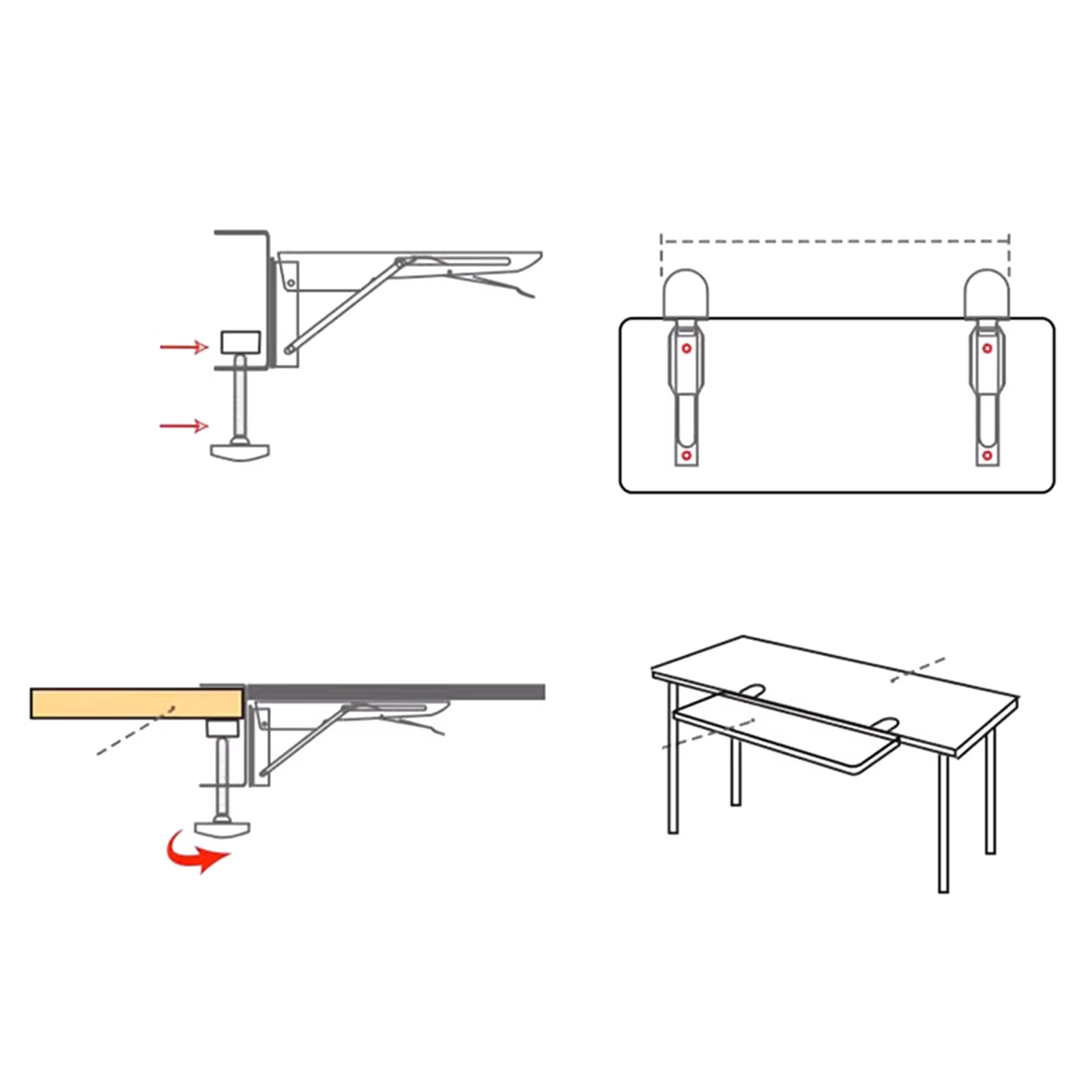 Planche d'étagère d'extension de bureau, fixation d'extension multifonctionnelle pliable pour le bur