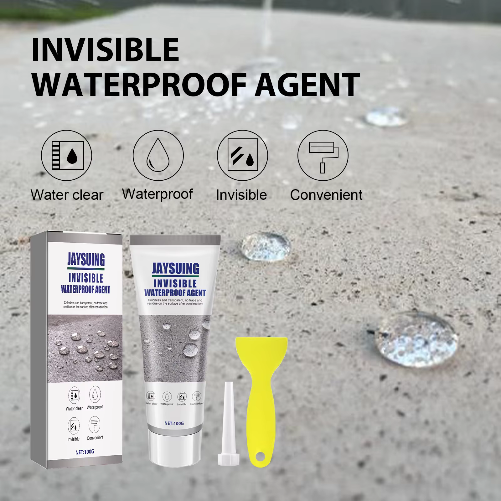 Silvertsuing-Liquide d'étanchéité invisible avec grattoir, colle, liaison de bain, agent de pénétrat