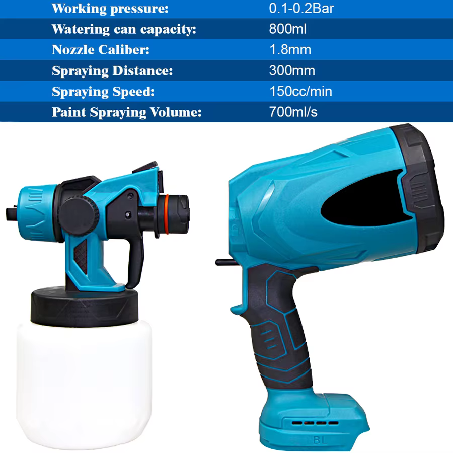 Pistolet de pulvérisation électrique sans fil 800ML, pulvérisateur de peinture portable pour la mais