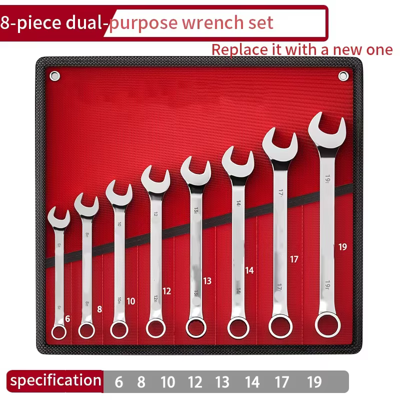 Jeu de clés combinées à extrémité ouverte, clé à extrémité ouverte polygonale 6-24 mm, en acier CRV,