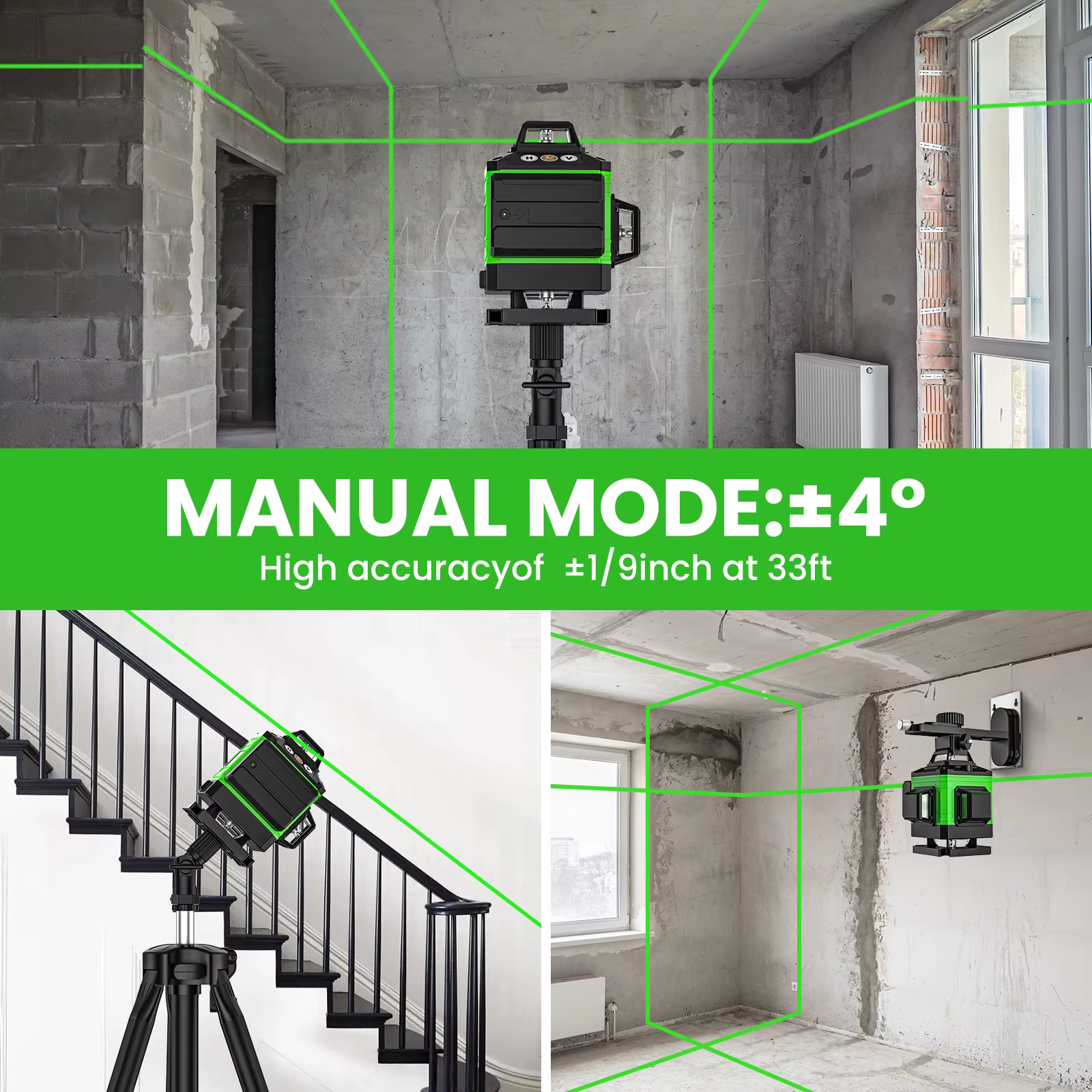 16 Lines 4D Laser Level green line SelfLeveling 360 Horizontal & Vertical power Laser level Professi