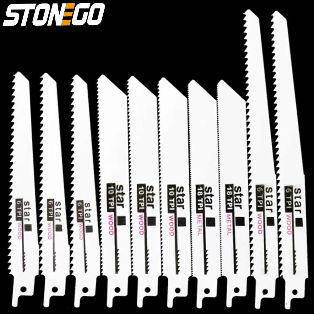 STONEGO 10 pièces lame de scie alternative lames de scie sauteuse pour coupe du bois/métal outils de