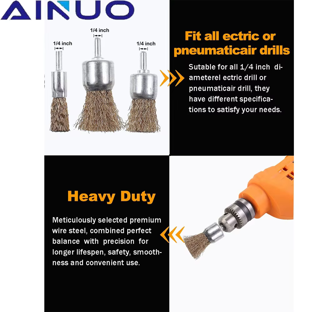 Roues en fil d'acier plaqué cuivre 10/16/25mm, brosses, perceuse, outils rotatifs, graveur, meuleuse