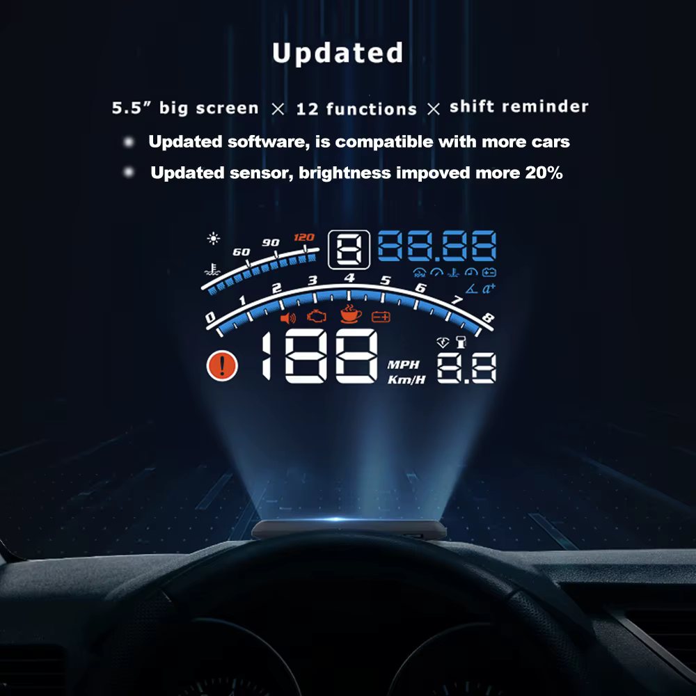 Vjoycar V41 plus récent affichage tête haute voiture OBDII EUOBD 5.5 "projecteur de pare-brise HUD a