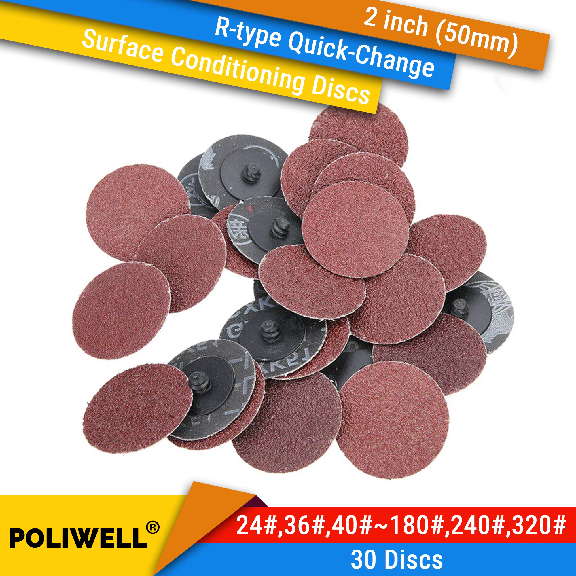 30 pièces 2 pouces (50mm) rouleau de verrouillage type R disques à changement rapide disque de ponça