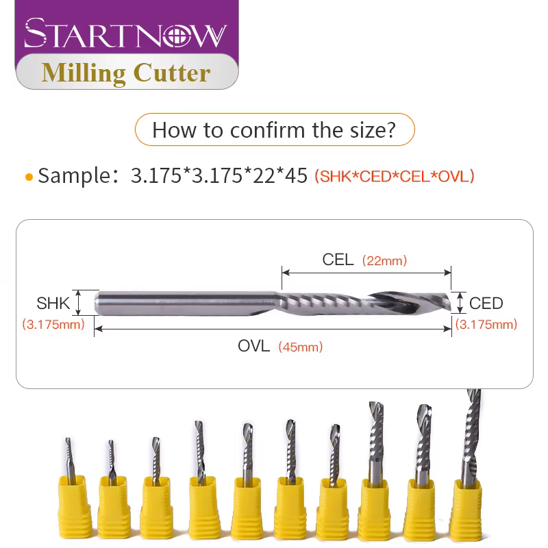 Startnow 5 pièces/lot fraise acrylique une cannelure spirale Bits MDF PVC gravure CNC routeur Bit bo