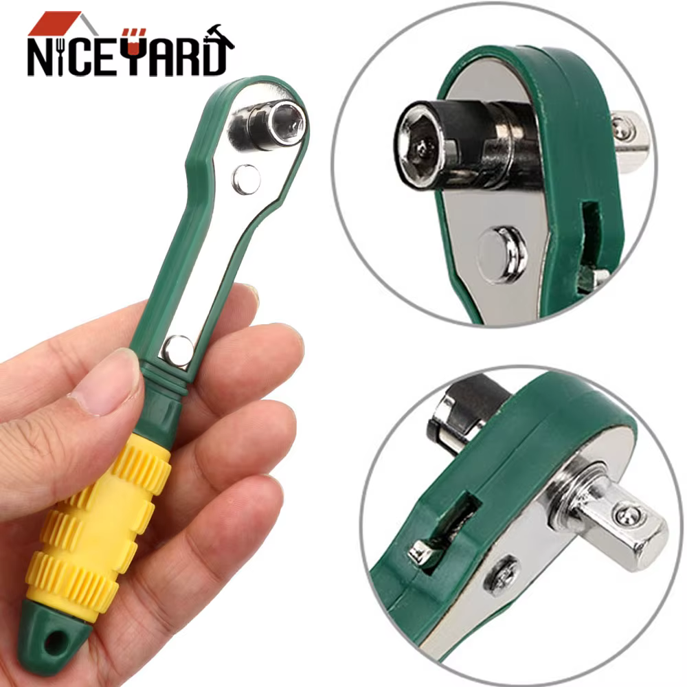 NICEYARD 45 #   Clé à cliquet rapide réglable en acier et plastique, couple élevé, Mini tige de tour