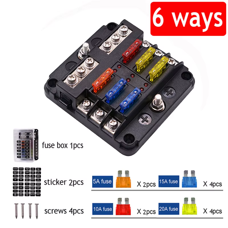 Accueil fusible à lame 6/12 voies 12-24V, support de boîte à fusibles pour bateau de voiture avec co