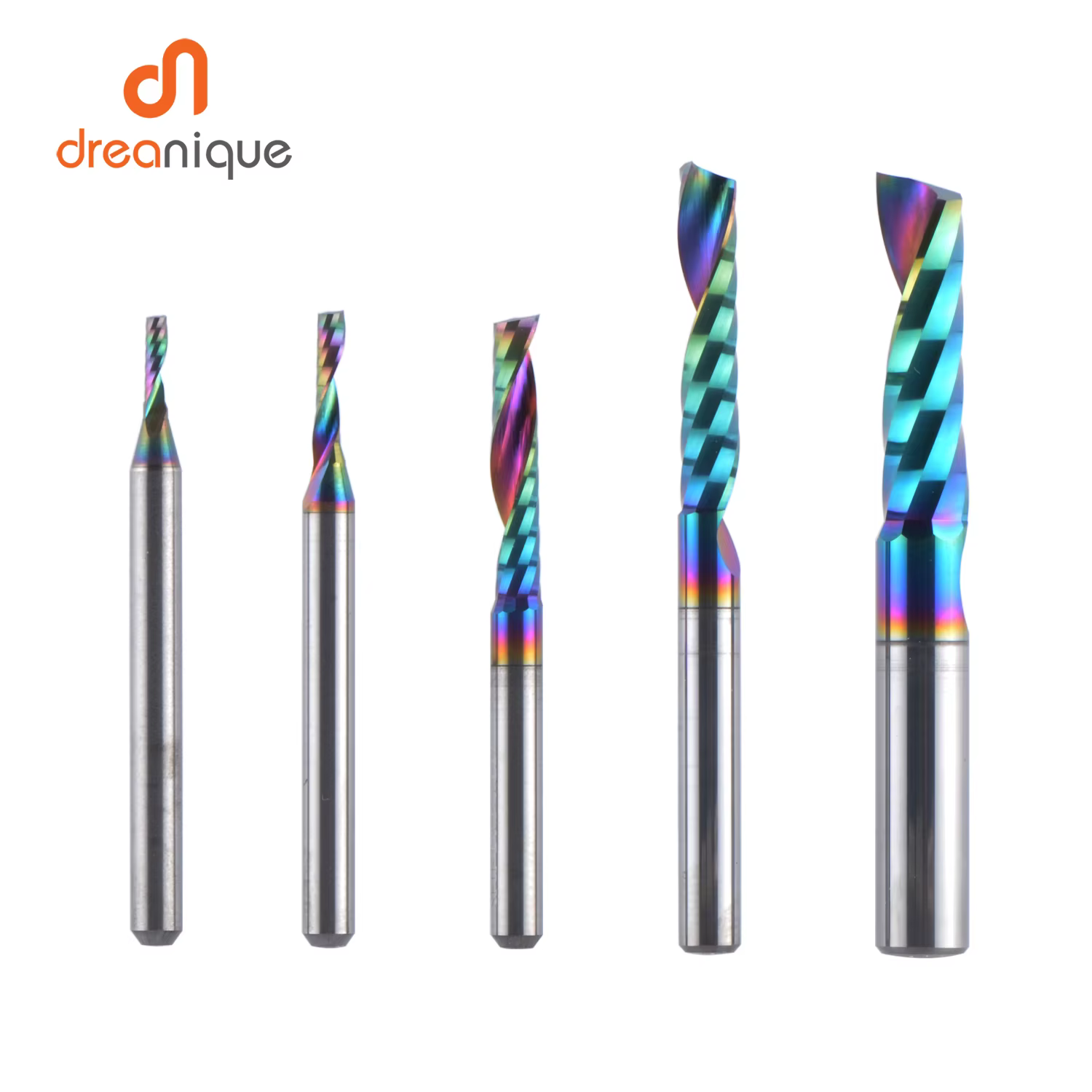 1 pièce Fraise spirale en carbure à une dent AAAAA 3.175, 4, 5, 6 mm pour aluminium, gravure 3D, tra