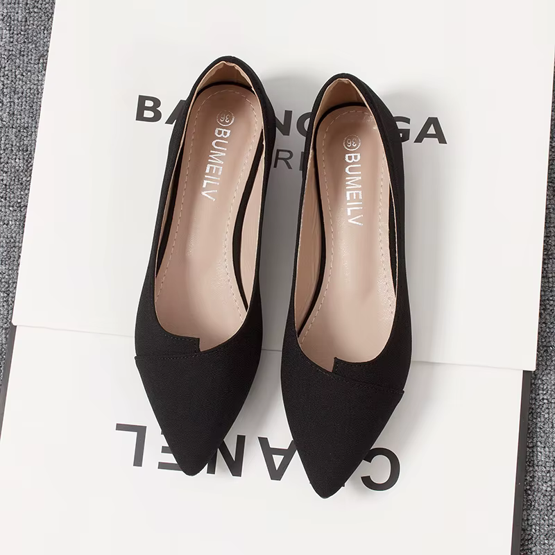 Mocassins à semelle souple pour femmes, chaussures de travail à bout pointu, à pois, grande taille 4