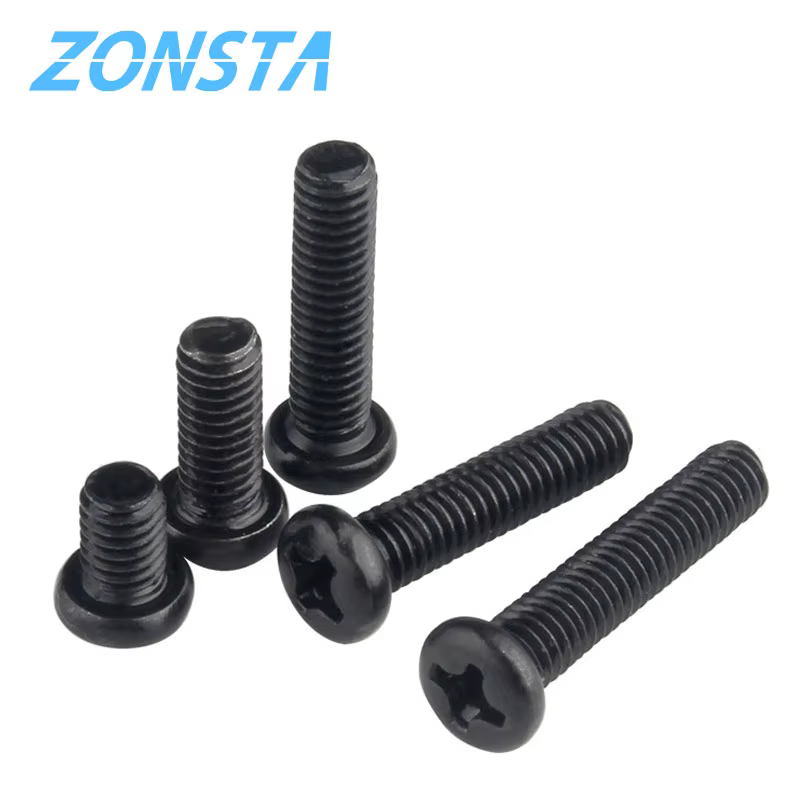 Vis cruciforme à tête ronde, noir, M1.2, M1.4, M1.7, M2, M2.5, M3, M4, électronique, petite taille, 