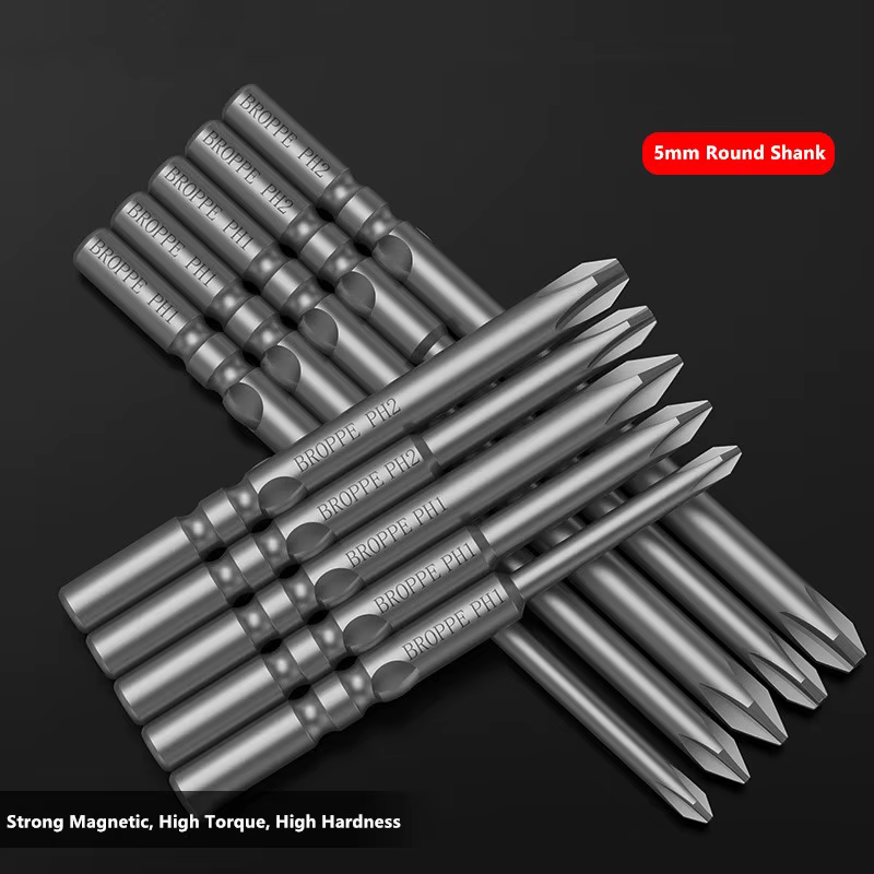 BROPPE 801 Phillips tournevis électrique embout S2 acier allié 5mm tige ronde forte embout de tourne