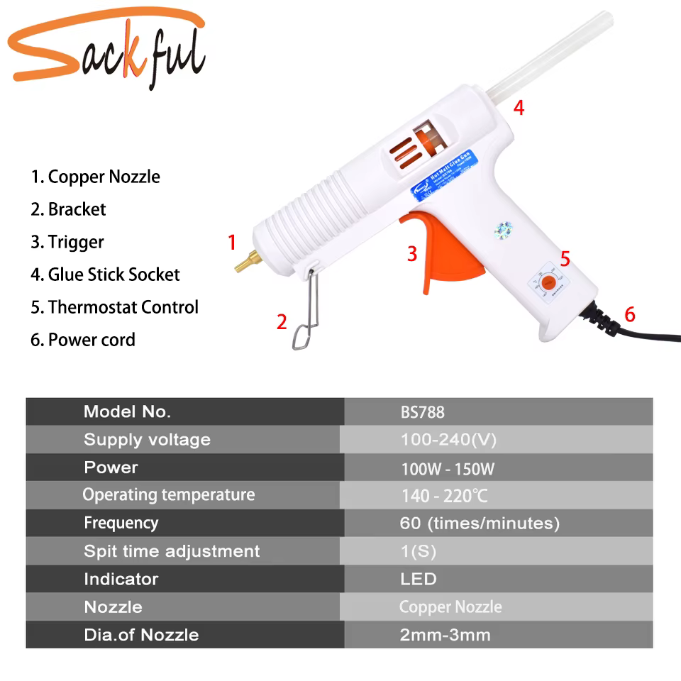 150 W 100 W Thermofusible Pistolet À Colle avec Contrôle De Température Thermostat 5 Livraison Colle