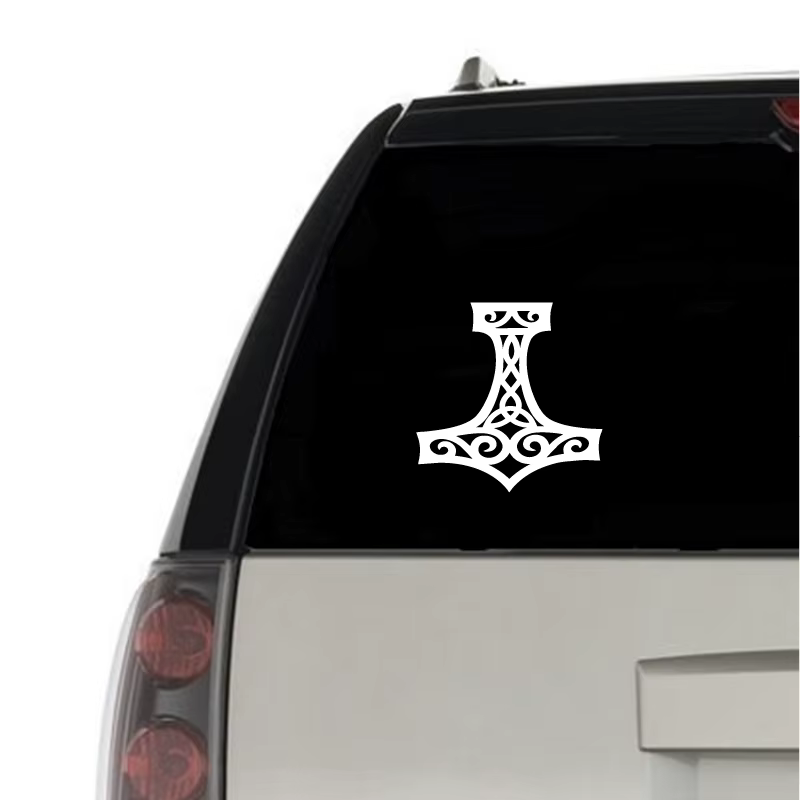 Autocollant de voiture en vinyle marteau de Thor Mjolnir, autocollant païen Asatru nordique Viking p