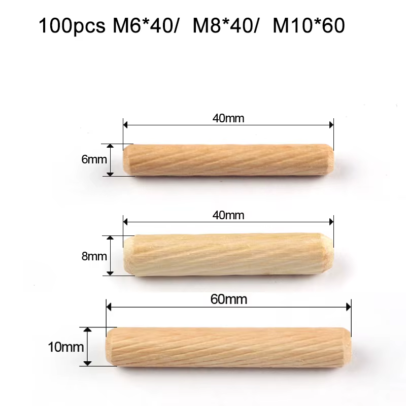 Lot de 50 goujons ronds en bois 6*40mm 8*40mm pour le bricolage de meubles et la menuiserie - Guide