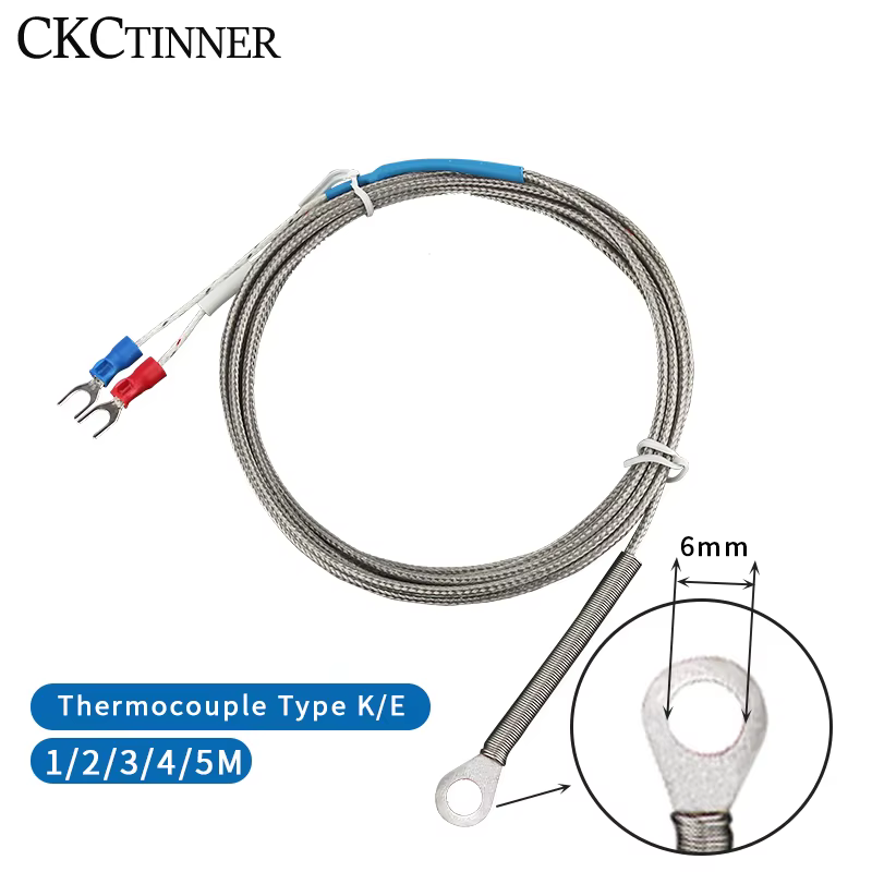 Rondelle de trou de 6mm, Type K/E, sonde de capteur de température à Thermocouple, câble 1/2/3/4/5M 