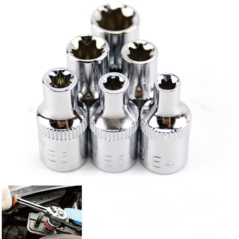 Jeu de douilles à cliquet 1/4 ", clé dynamométrique Torx Star, adaptateur de douille femelle, pilote