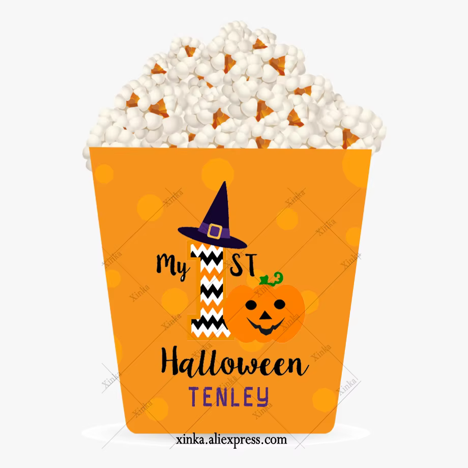 Boîte à bonbons personnalisée « Mon premier Halloween » avec nom – Décoration de fête, cadeau, frian