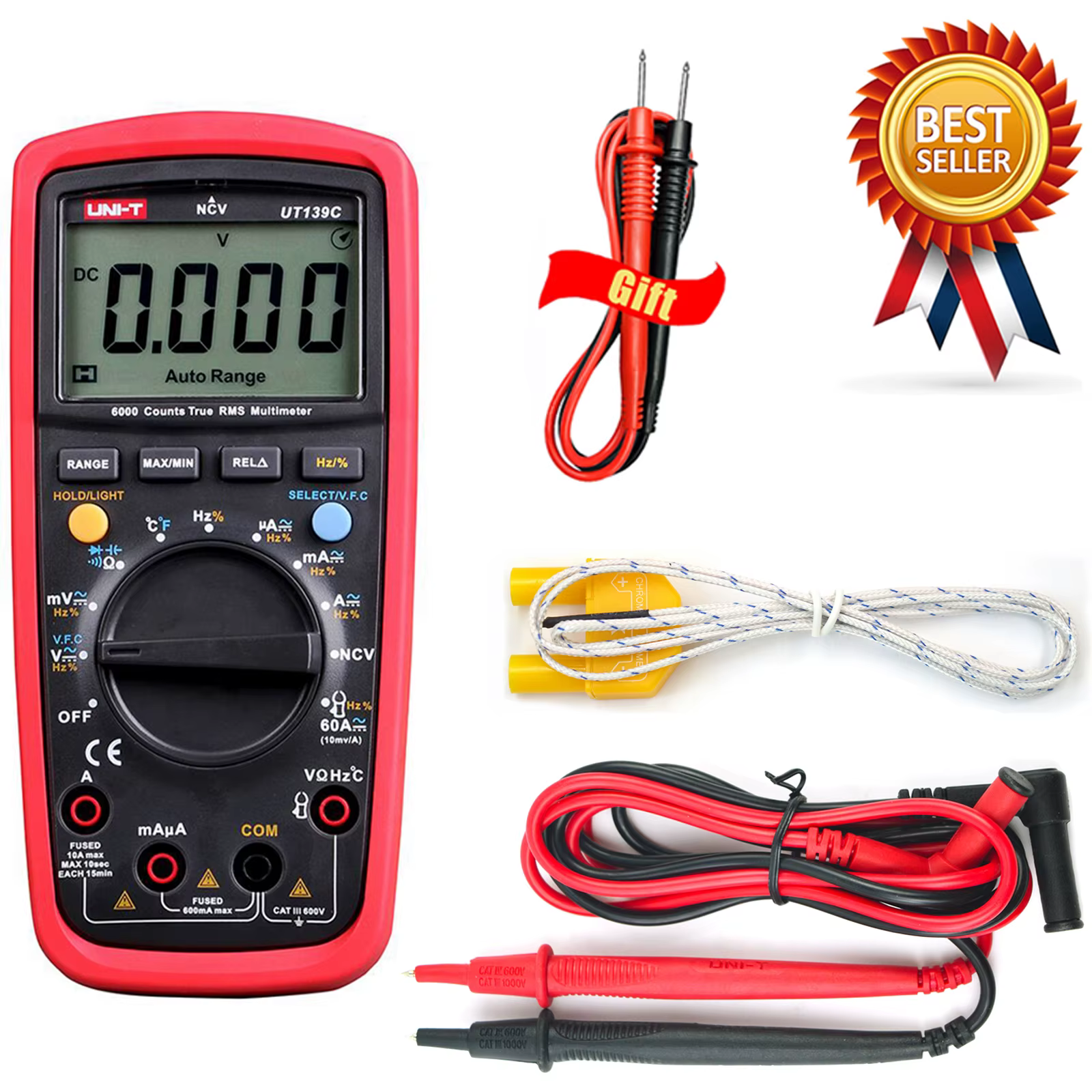Multimètre numérique UNI-T UT139C, plage automatique, True RMS, testeur de condensateur, voltmètre p