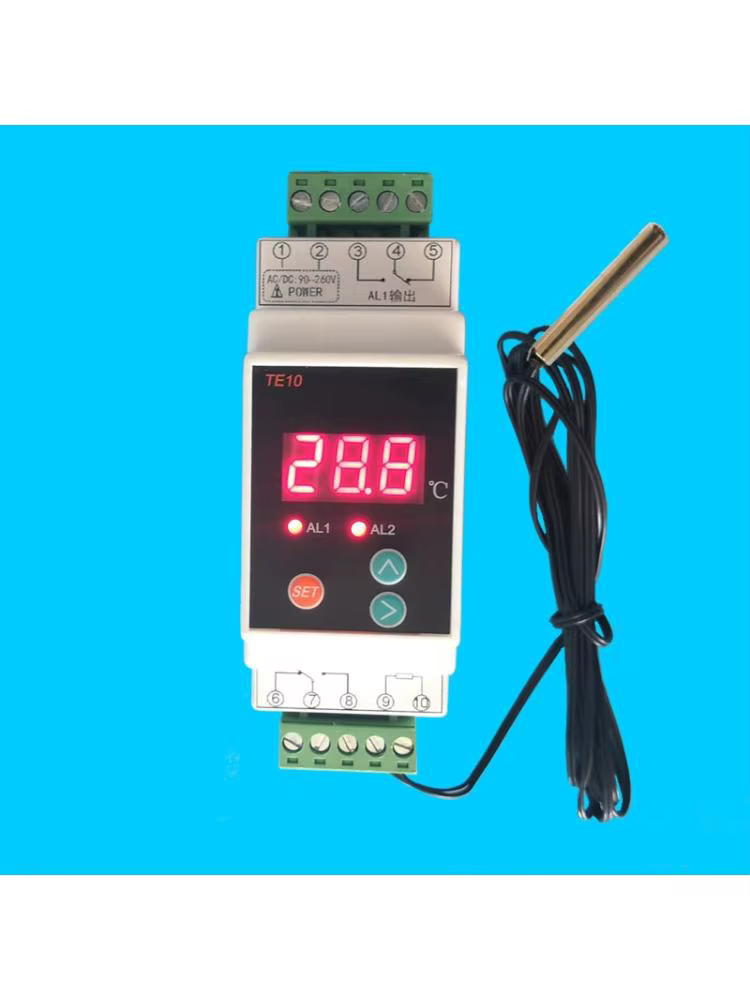 AC90~260V -40~110 ℃   Thermostat sur Rail Din avec capteur, sortie relais bidirectionnelle, contrôle