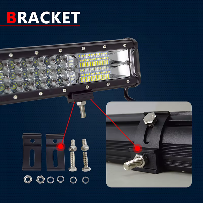 Auxtings 12-45 pouces 180W-612W Tri-Row 7D barre lumineuse LED tout-terrain barre LED Combo barre lu