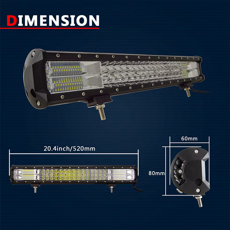 Auxtings 12-45 pouces 180W-612W Tri-Row 7D barre lumineuse LED tout-terrain barre LED Combo barre lu