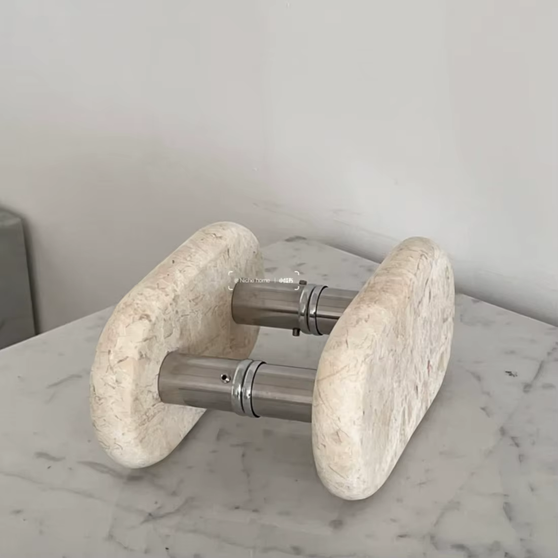 Poignée de porte en verre pour café commercial haut de gamme en marbre naturel, poignée décorative r