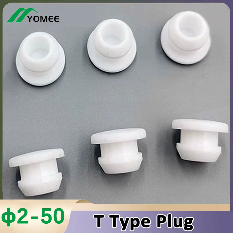 Bouchon en Caoutchouc de Silicone Blanc de Type T, Joint Conique à Encliqueter, Bouchon d'Extrémité,