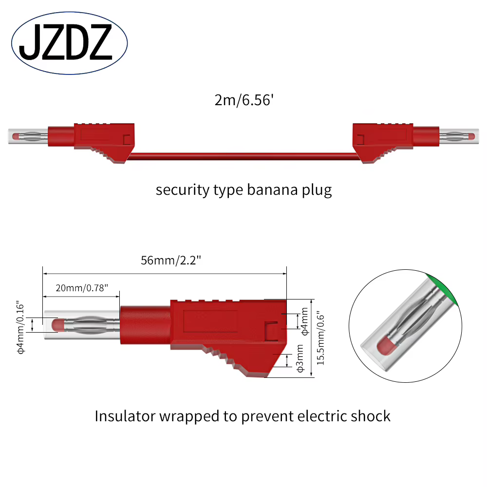 JZDZ 200CM 5 pièces sécurité rétractable 4MM fiche banane multimètre fils de Test câble ligne fil ou