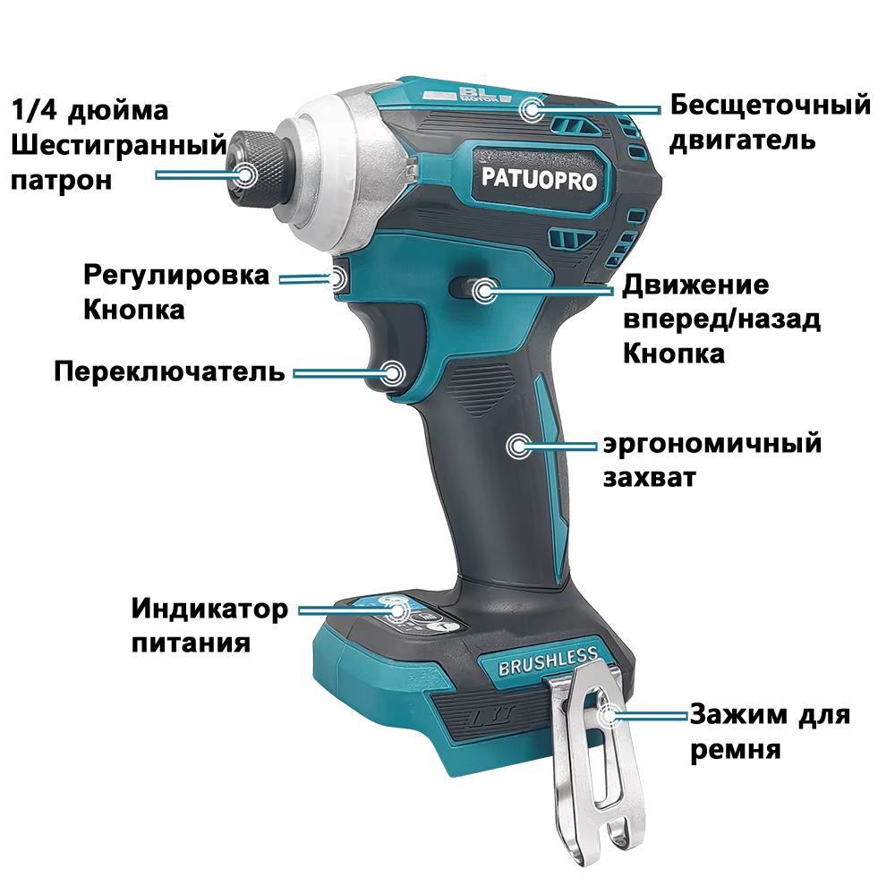 Makita-Visseuse à percussion électrique sans fil, sans balais, aste, hexagonale, sans batterie, 4 vi