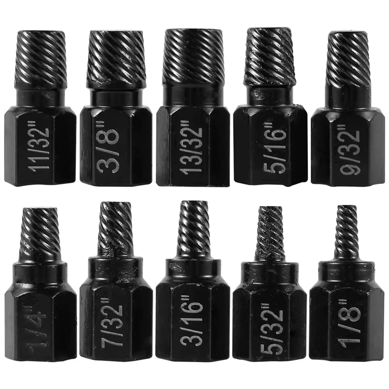 Kit d'extracteur de vis en acier allié, 10 pièces, dissolvant de vis endommagé en métal, forets faci