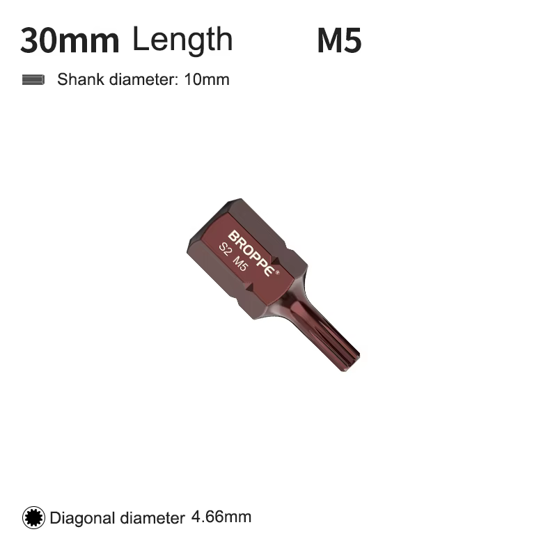 Embout de tournevis Torx magnétique, 12 angles, tige hexagonale de 10mm, longueur de 30mm, 75mm, éto
