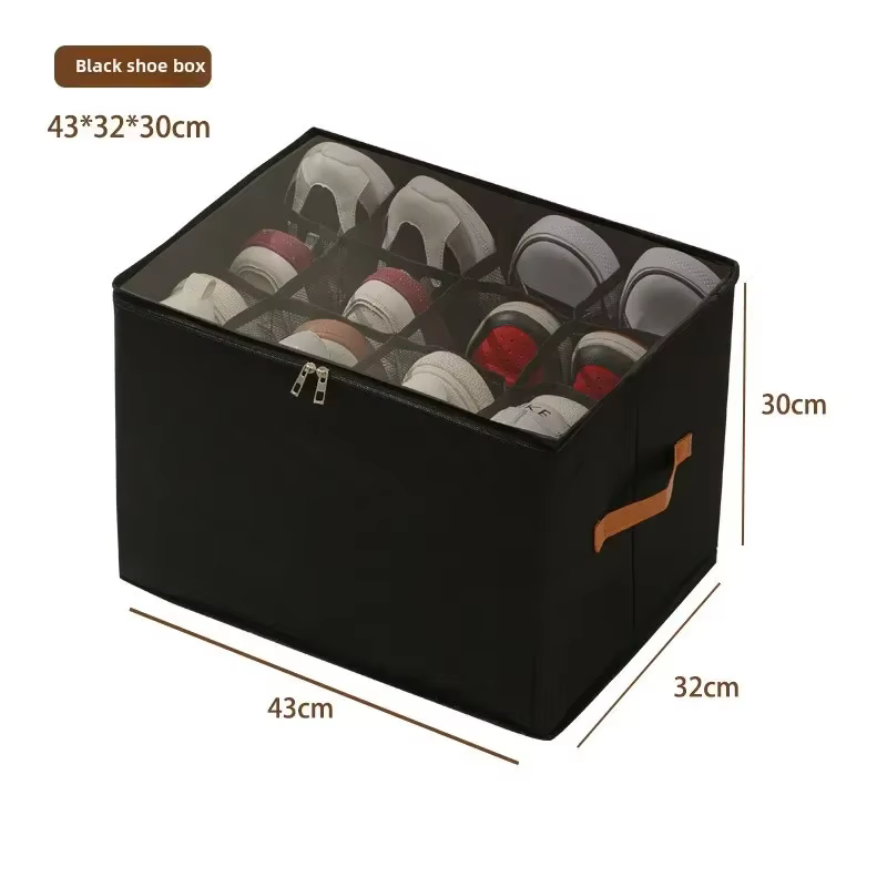 Boîte de rangement multifonctionnelle pour chaussures, pliable en tissu avec couvercle, anti-poussiè
