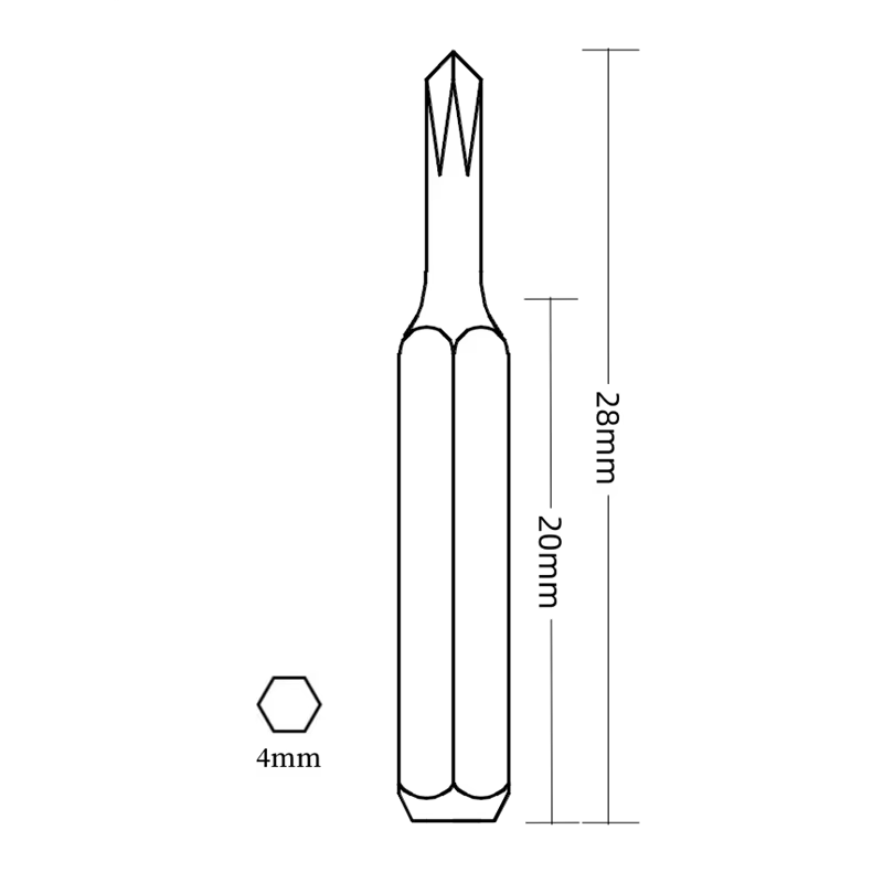 PH0000 PH000 PH00 PH0 PH1PH2 H4 × 28mm jeu d'embouts de tournevis Phillips 4mm 3/25 pouces outils à