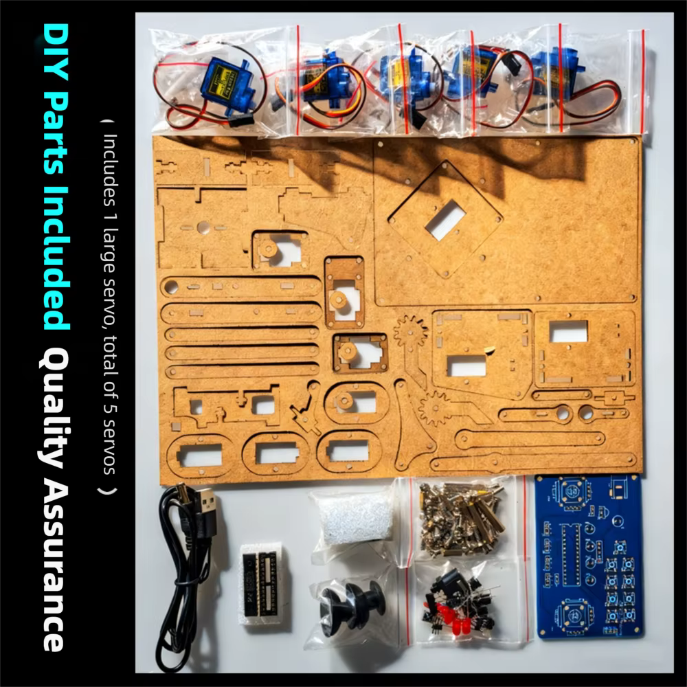 Kit de Construction Bras Robotique Noir DIY - Apprendre Soudure, Électronique, Circuits & Programmat