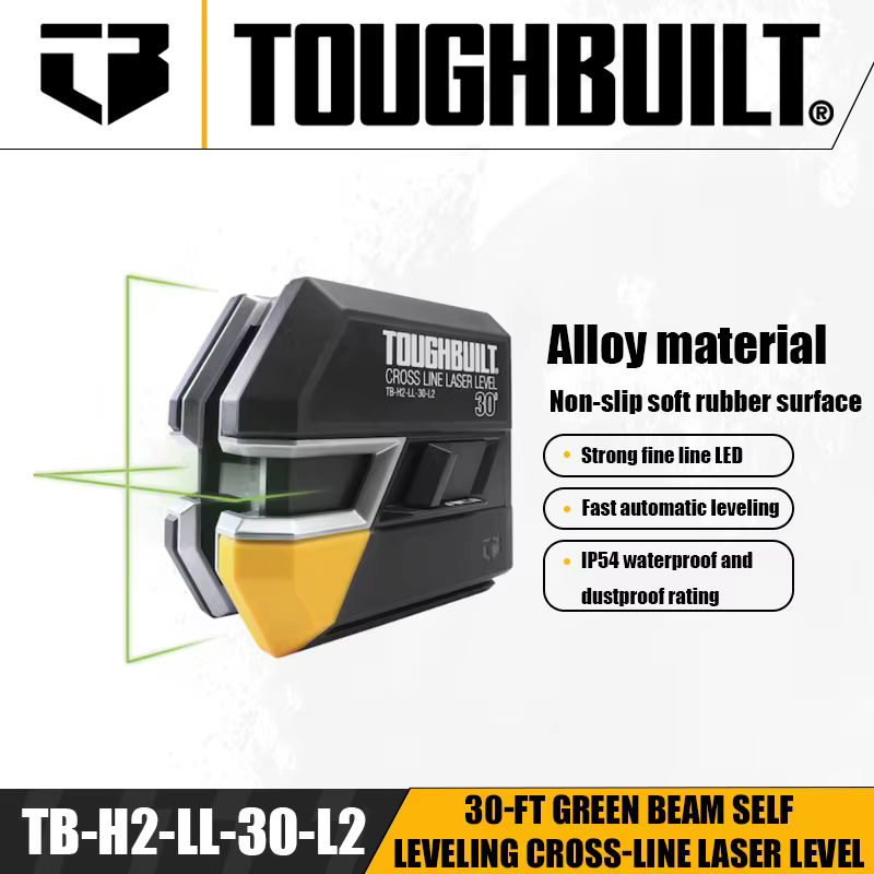 TOUGHBUILT TB-H2-LL-30-L2 30 pieds faisceau vert auto-nivelant niveau Laser lignes transversales out