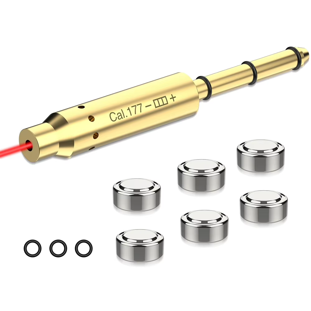 Visée d'alésage Laser rouge.22LR/.177Cal, avec 6 piles, extrémité d'anneau en caoutchouc, obturateur