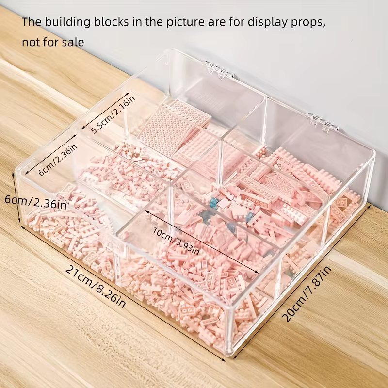 Boîte de Rangement Transparente à 6 Compartiments pour décennie s de Construction, Conteneur pour Pe