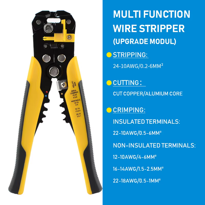 Pince à sertir multifonctionnelle, coupe-câble réglable, dénudeur automatique de fil, outil à main T