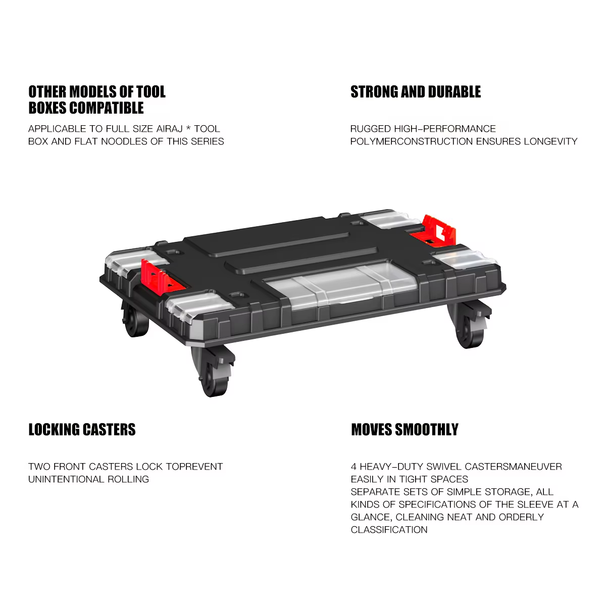 DELIXI ELECTRIC Boîte à outils roulante empilable à 5 niveaux avec roues Boîte de rangement d'outils