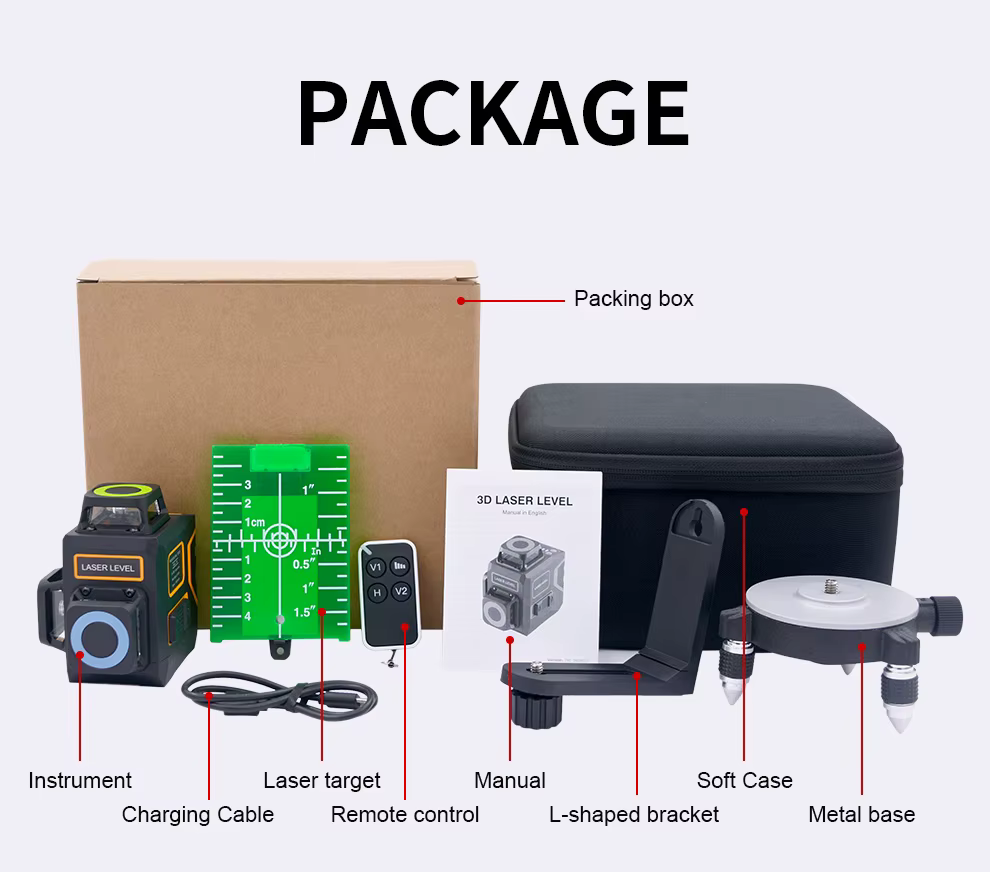 Ponbos Portable Mini niveau Laser auto-nivelant automatique 360 niveau Laser de haute précision 12 l