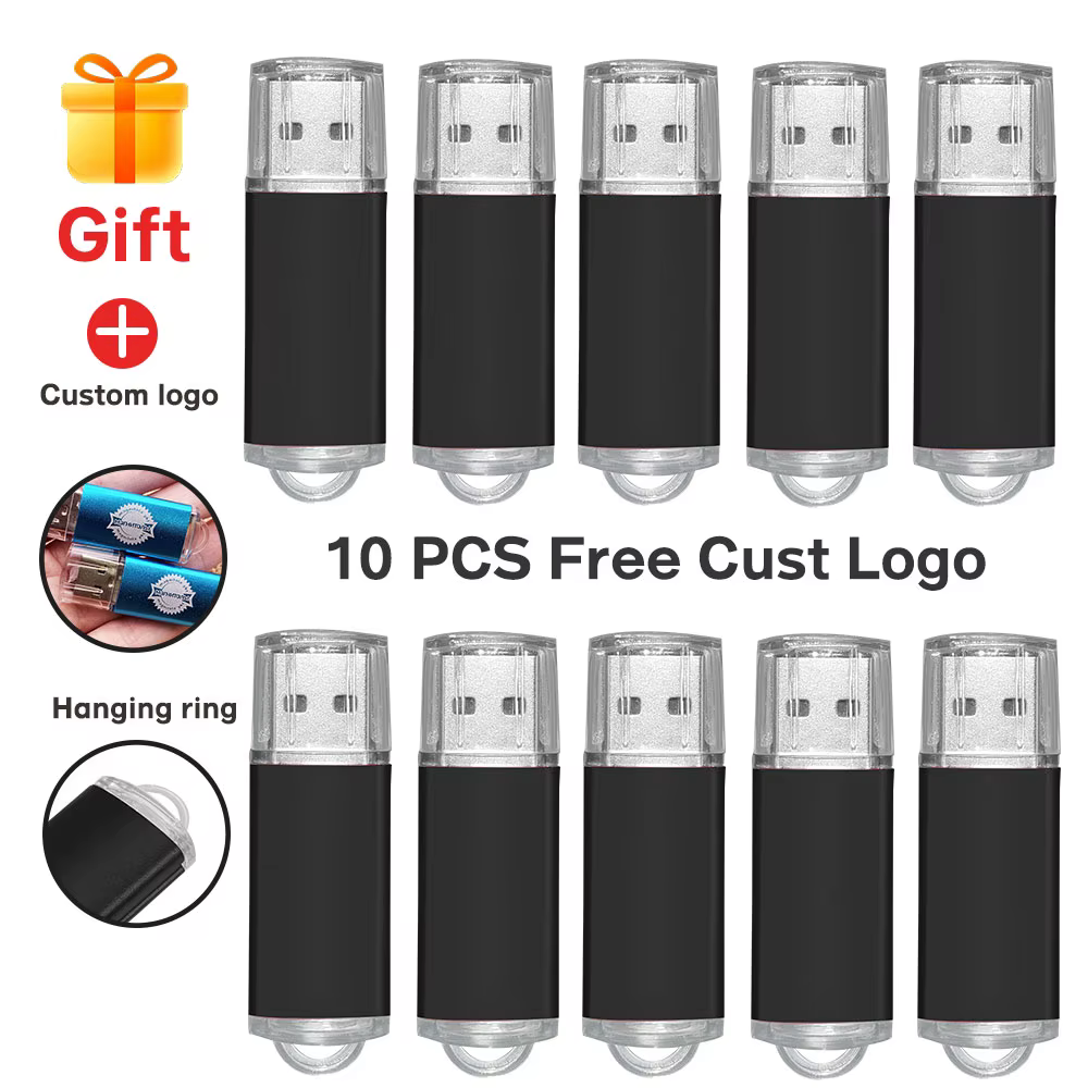 Clé USB personnalisée avec logo, lot de 10, 4 Go, 8 Go, 16 Go, 32 Go, 64 Go, étanche, capacité réell