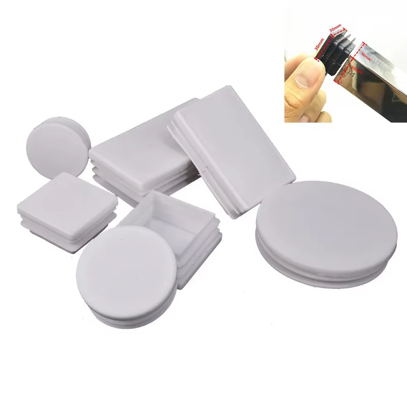 Bouchon de tuyau en plastique carré blanc, 10 pièces, capuchon rond, extrémité du tube, bouchon inté