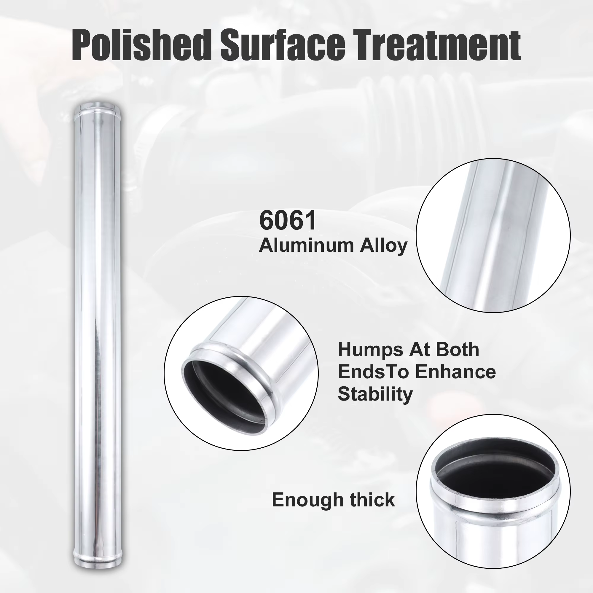 Uxcell Tube en alliage d'aluminium OD 51/57/63/70/76mm tuyau de refroidisseur intermédiaire tuyau d'
