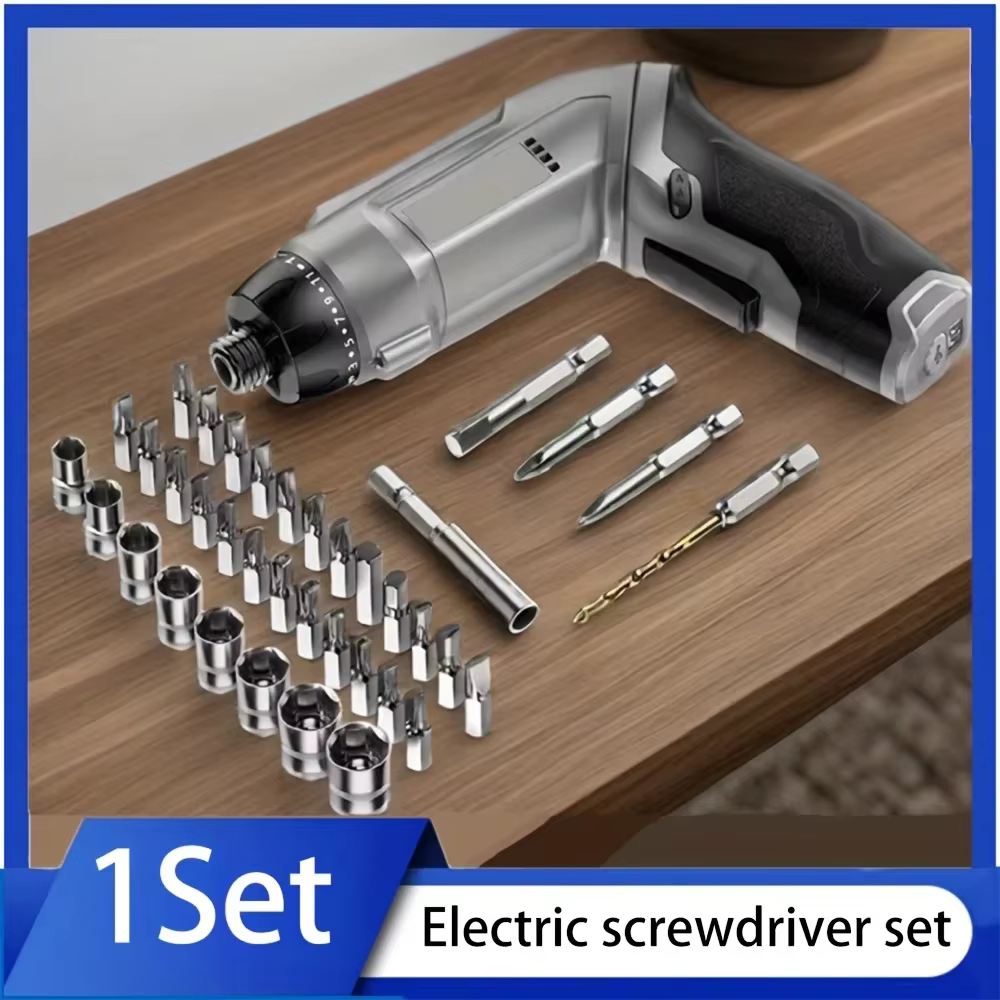Ensemble de tournevis électriques avec 38 accessoires, câble de chargement USB, 2000mAh, adapté aux