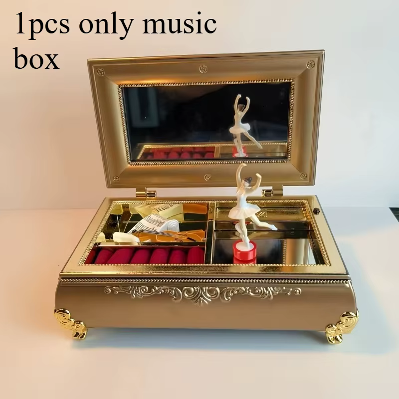 Boîte à bijoux multifonctionnelle, 1 pièce, boîte à musique rotative pour fille dansante, coiffeuse,