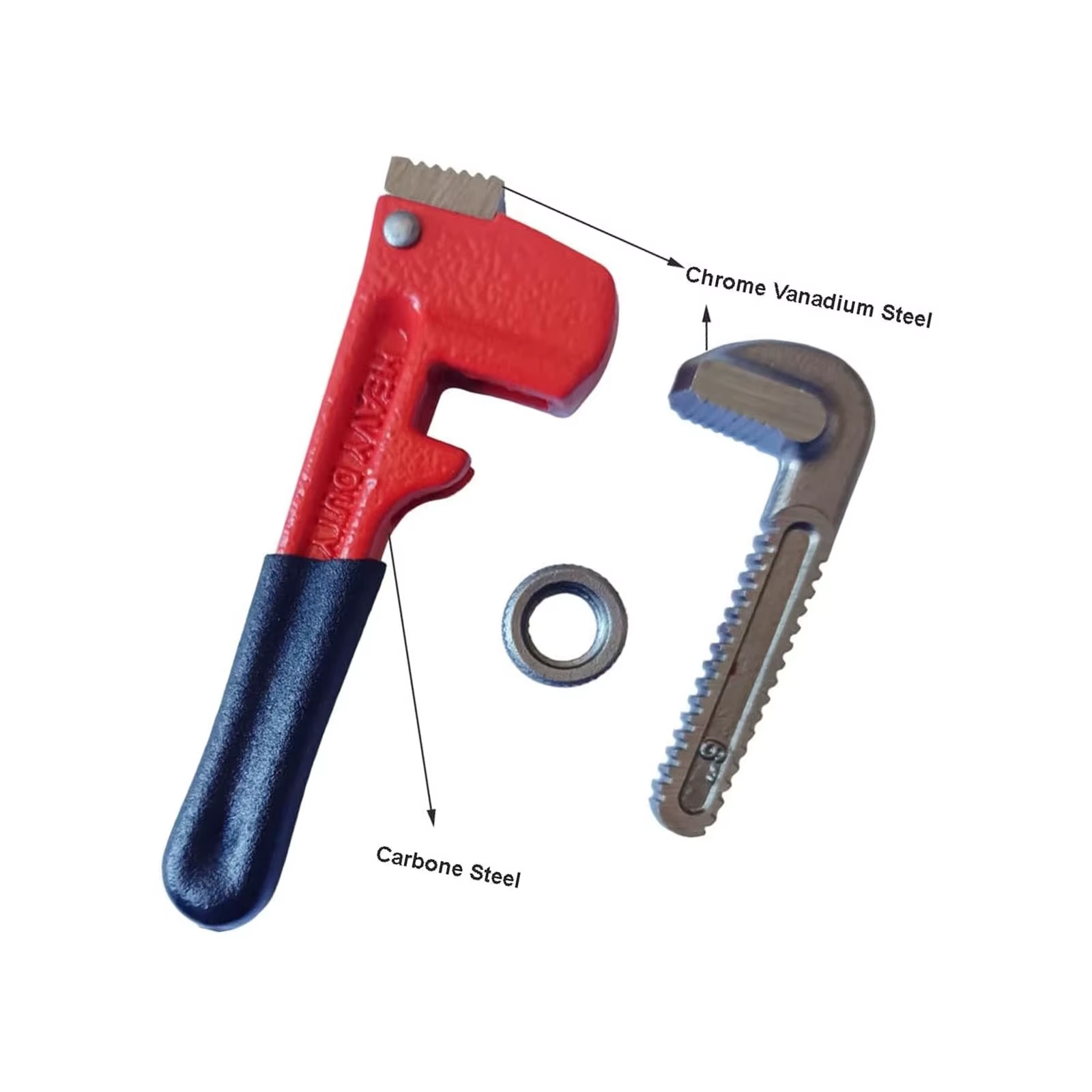 Clé à tuyaux robuste de 6 pouces, réglable, en chrome-vanadium, pour plombier, avec mâchoires flotta