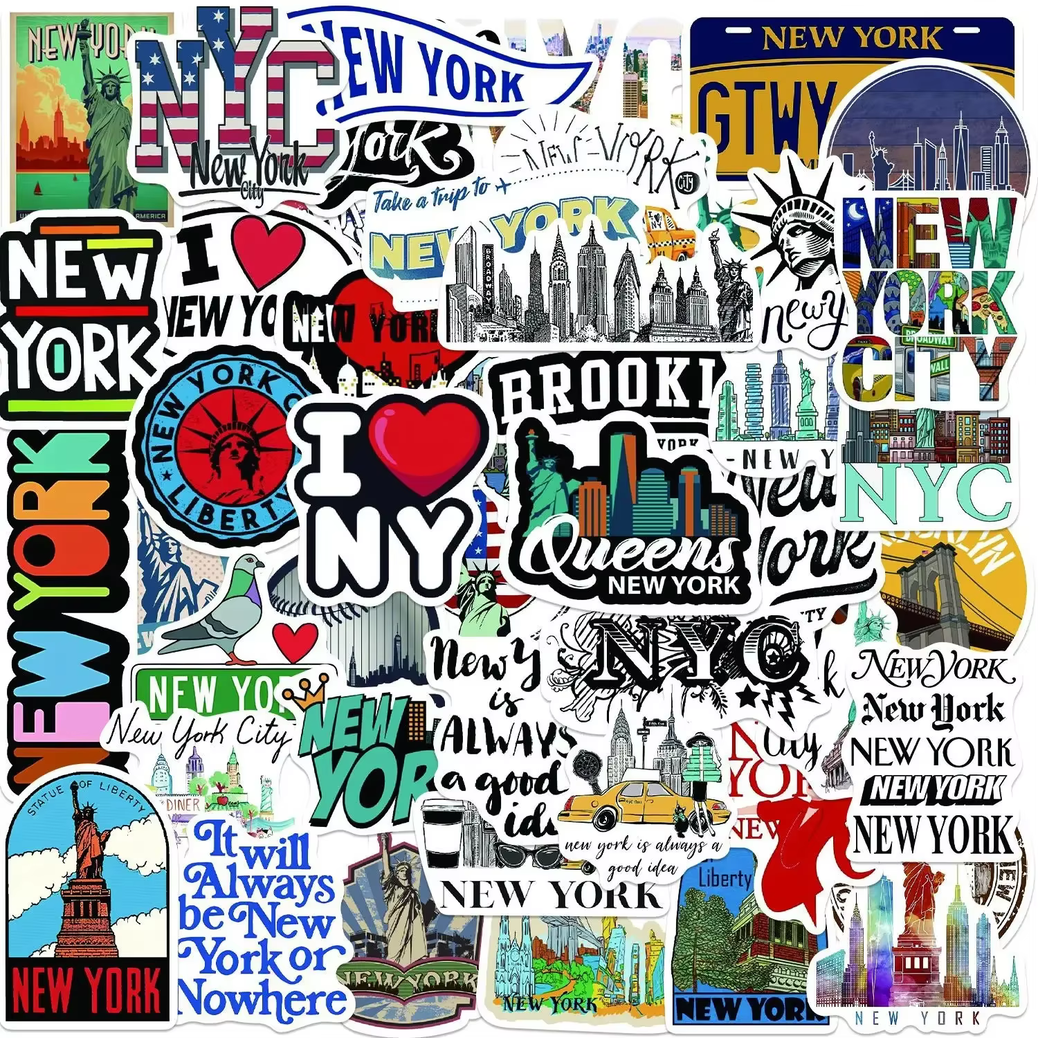 50/100 pièces mignon New York ville voyage autocollants esthétiques décalcomanies bricolage voyage b