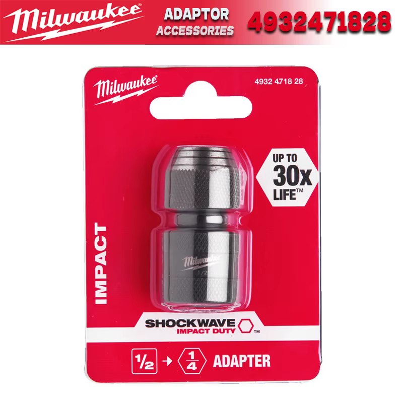 MILWAUKEE 4932471828 Adaptateurs de prises à percussion hexagonales 1⁄2" carrées 1⁄4" Accessoires po